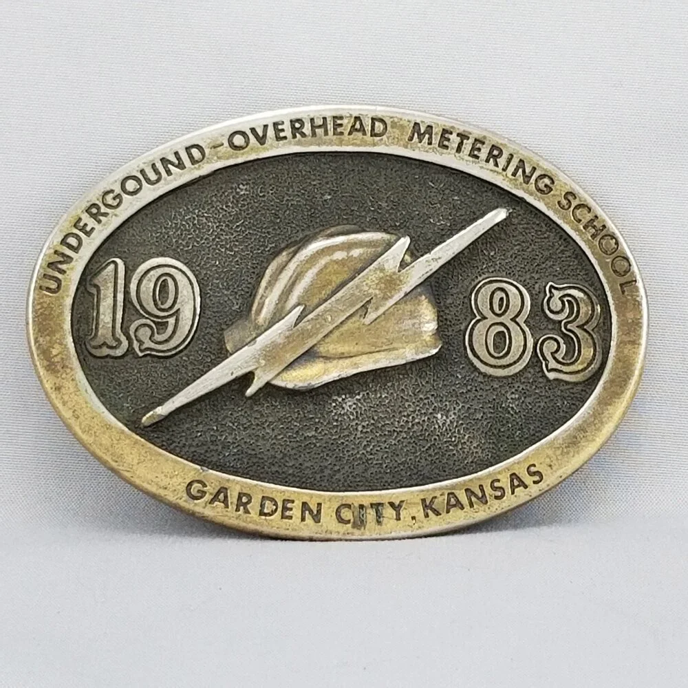 Belt Buckle 1983 Underground Overhead Metering School Garden City Kansas Wheatla